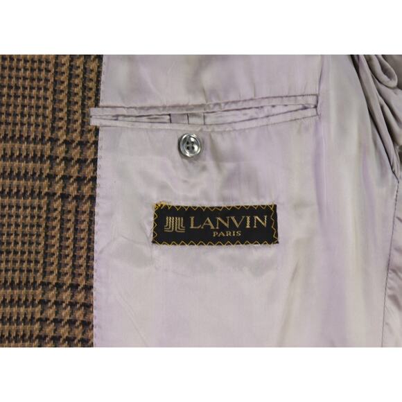 Lanvin Paris Vintage Brown Green Plaid Knit Wool 2-Btn Sportcoat Blazer 42L - Picture 7 of 8